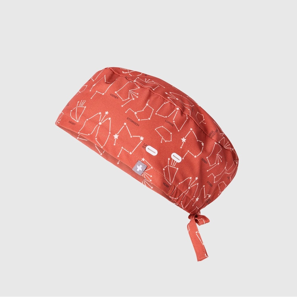Figs Spiced Cider Out Of This World Print Modern Classic Scrub Cap Buttonholes